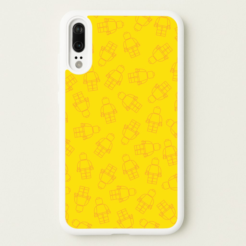 Bricks Figures Pattern Yellow - Bricks Phone Case for Huawei P20