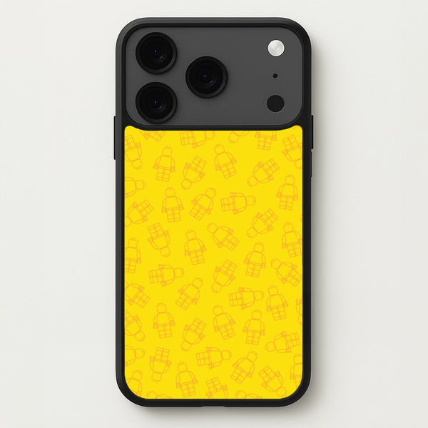 Bricks Figures Pattern Yellow Phone Case for iPhone 17 Pro Max