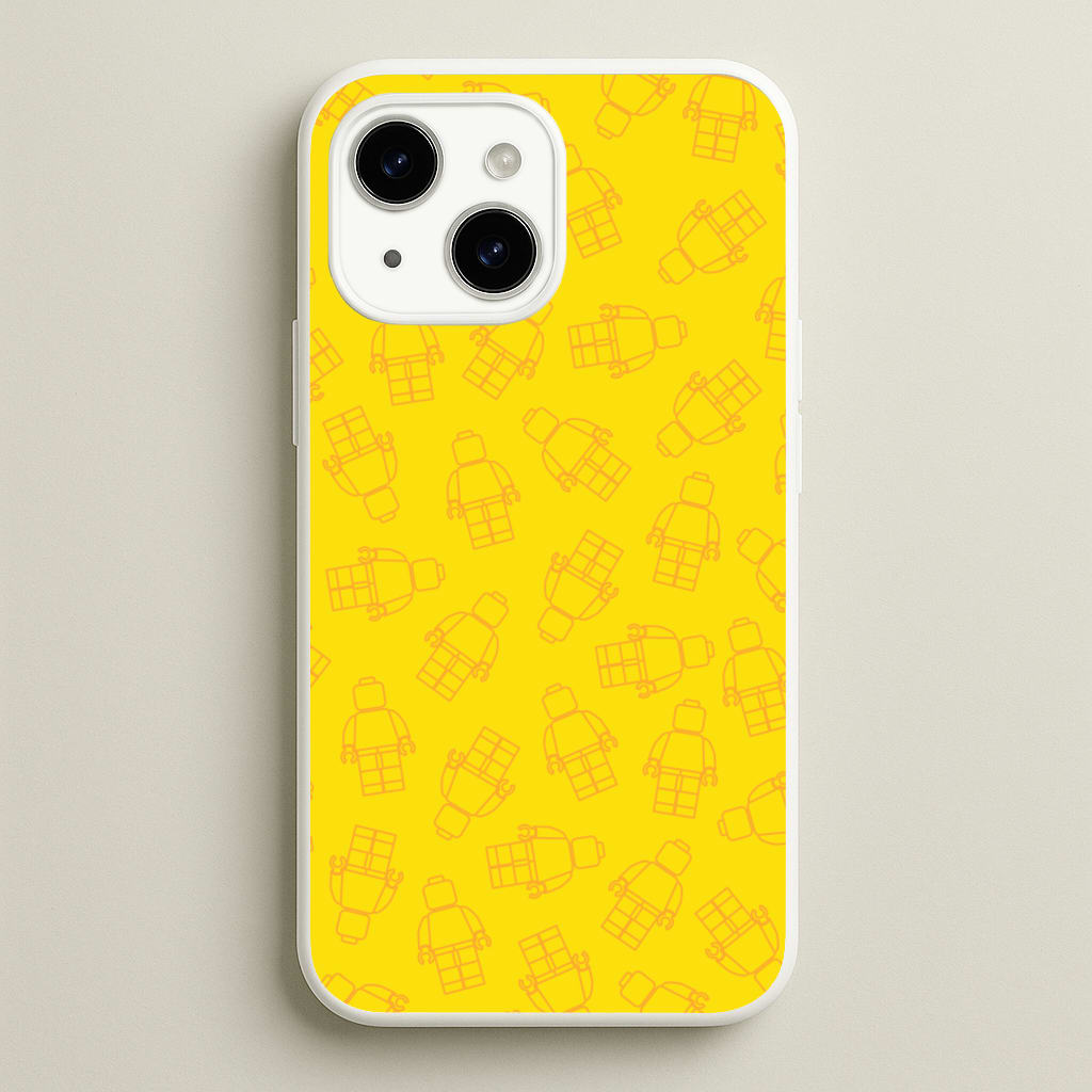 Bricks Figures Pattern Yellow - Bricks Phone Case for iPhone 14 Plus