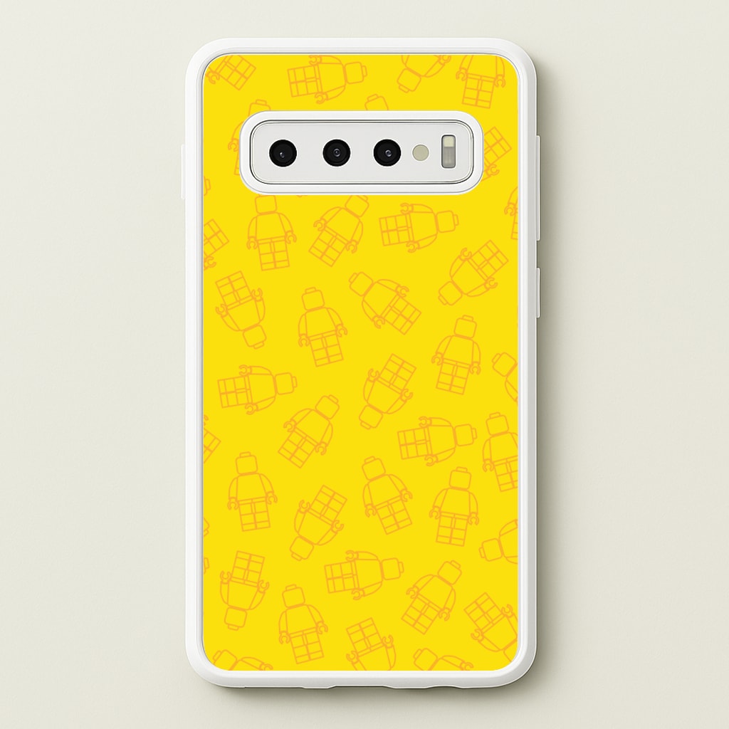 Bricks Figures Pattern Yellow - Bricks Phone Case for Galaxy S10