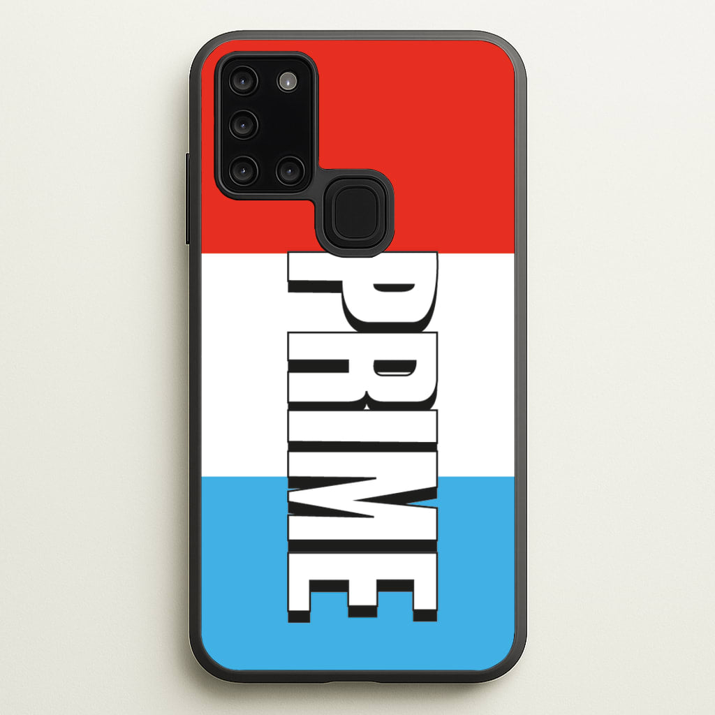 Prime - White And Red - Prime Phone Case for Galaxy A21s