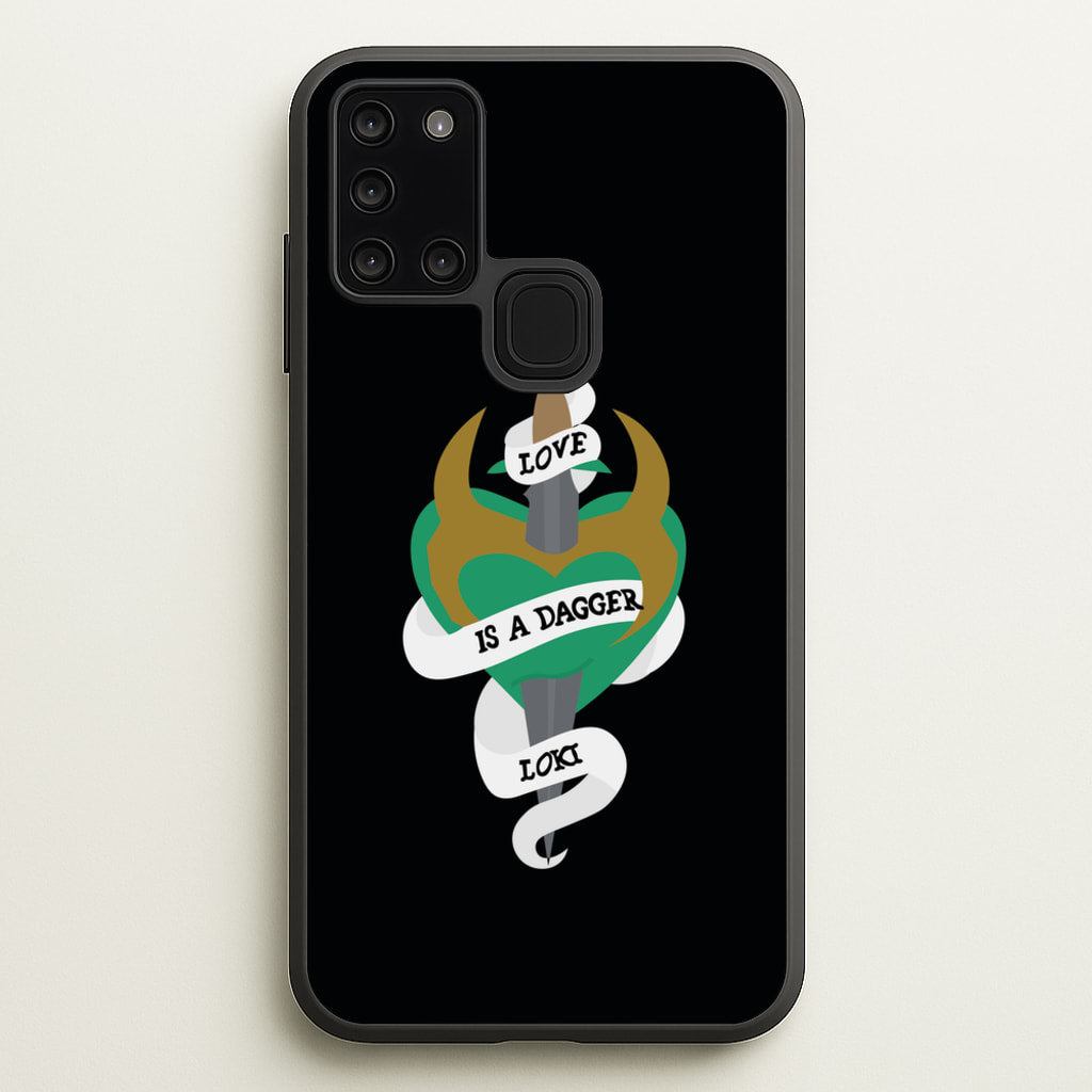 Love Is A Dagger - Loki Phone Case for Galaxy A21s