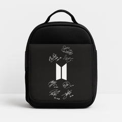Black K-Pop Band Logo and Signatures Lunchbox