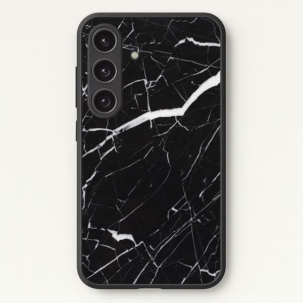 Black & White Marble Pattern - marble Phone Case for Galaxy S25