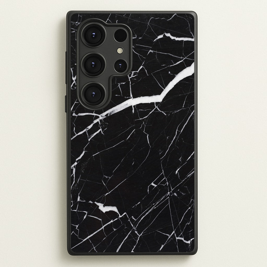 Black & White Marble Pattern - marble Phone Case for Galaxy S25 Ultra
