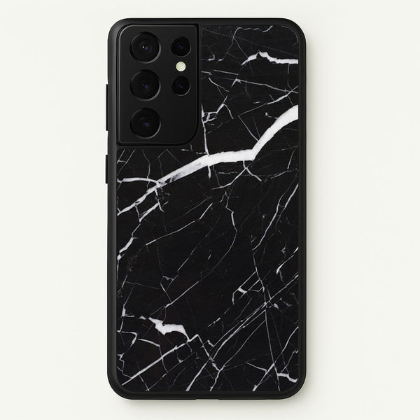 Black & White Marble Pattern - marble Phone Case for Galaxy S21 Ultra