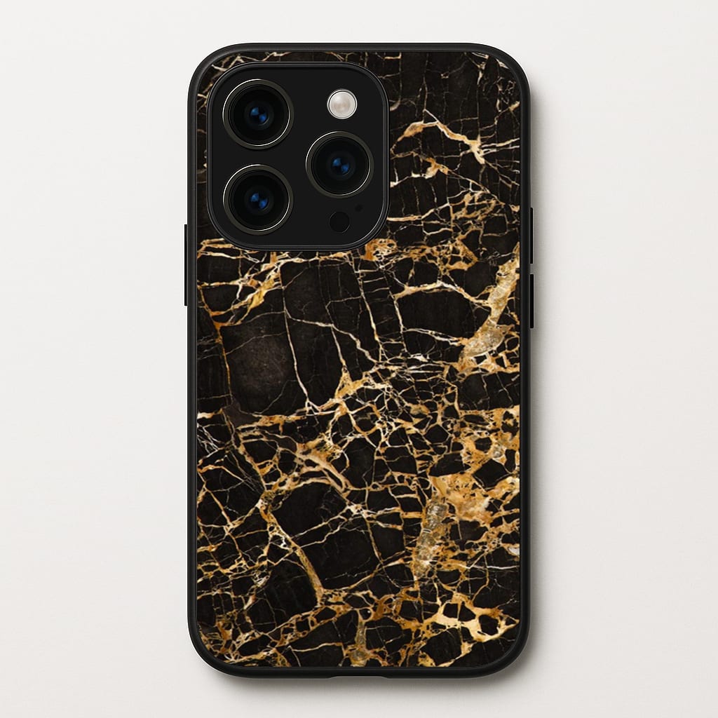 Black & Gold Marble Pattern - marble Phone Case for iPhone 15 Pro Max