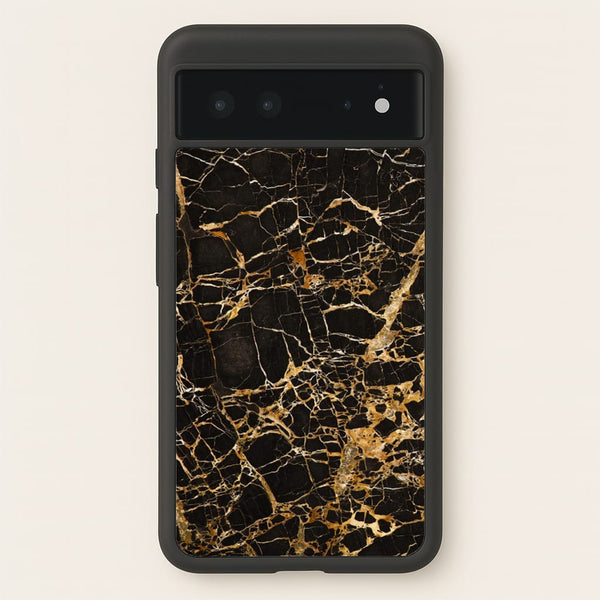 Black & Gold Marble Pattern - marble Phone Case for Google Pixel 6