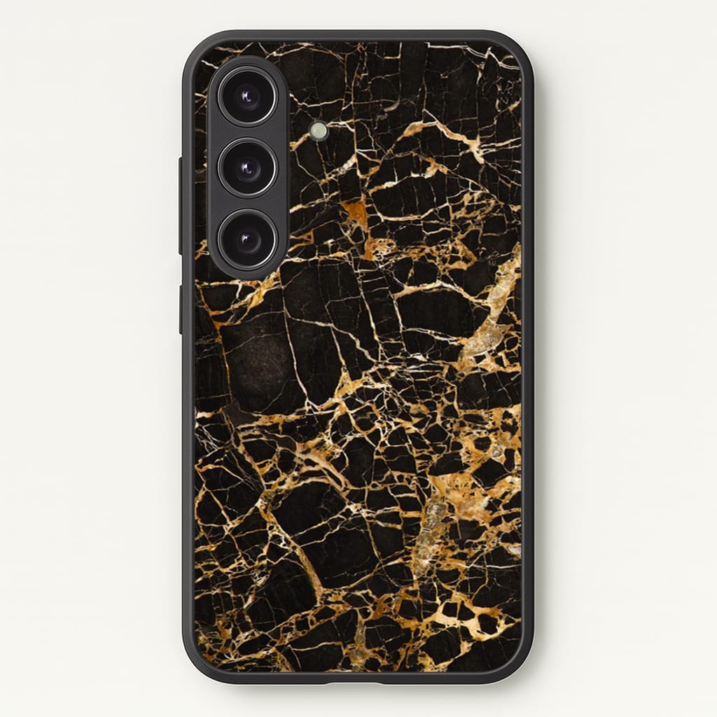 Black & Gold Marble Pattern - marble Phone Case for Galaxy S25 Plus