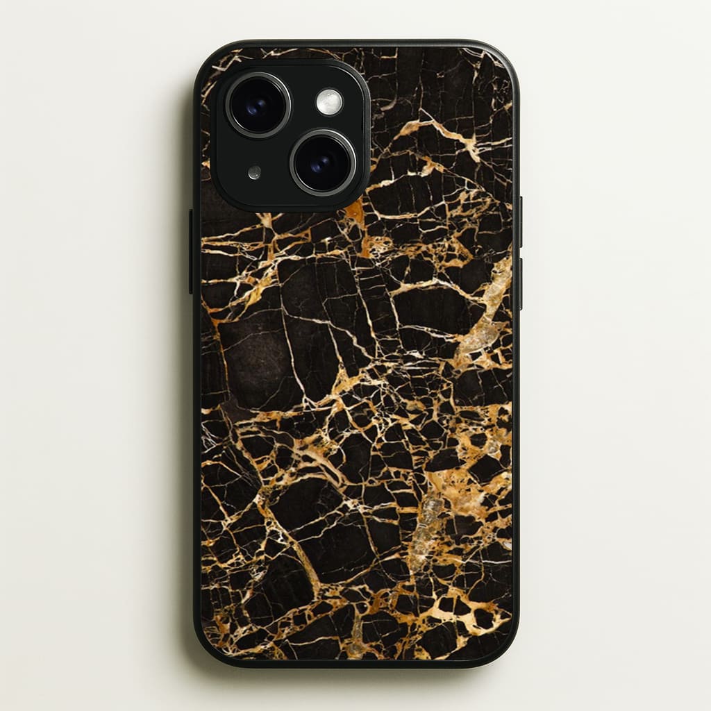 Black & Gold Marble Pattern - marble Phone Case for iPhone 15 Plus