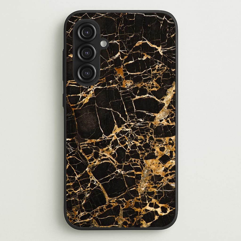 Black & Gold Marble Pattern - marble Phone Case for Galaxy S23FE