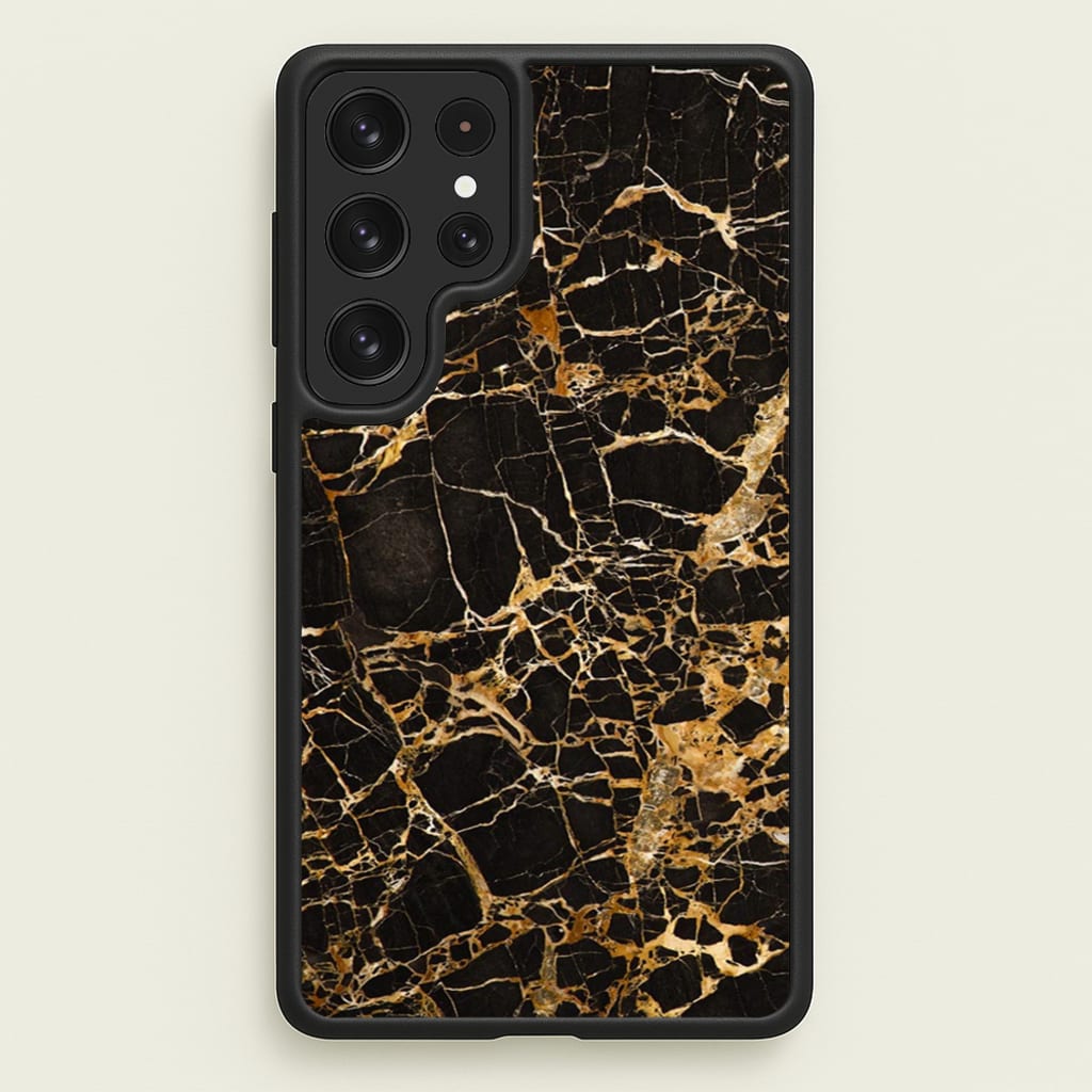 Black & Gold Marble Pattern - marble Phone Case for Galaxy S22 Ultra