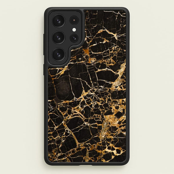 Black & Gold Marble Pattern - marble Phone Case for Galaxy S22 Ultra