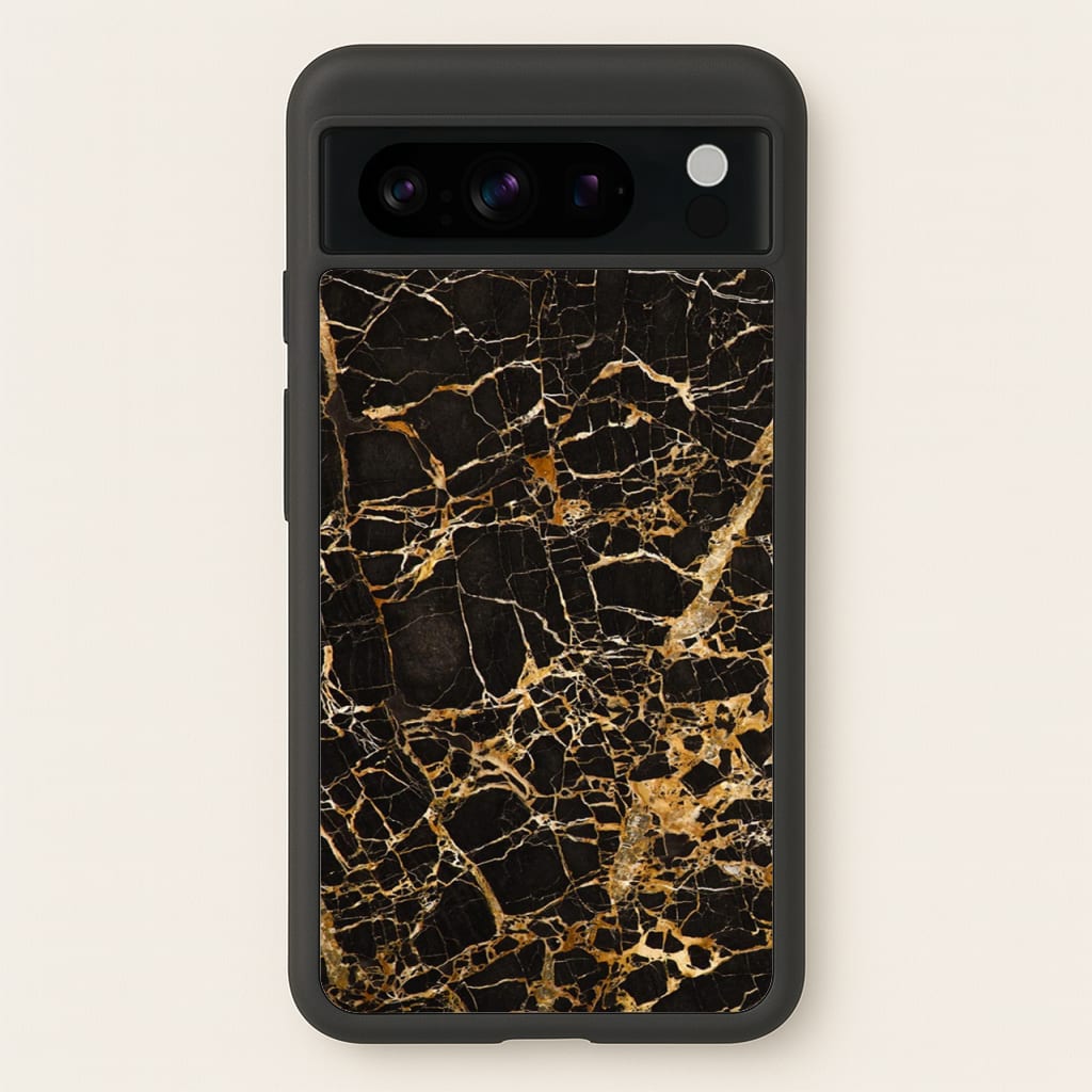 Black & Gold Marble Pattern - marble Phone Case for Google Pixel 8 Pro