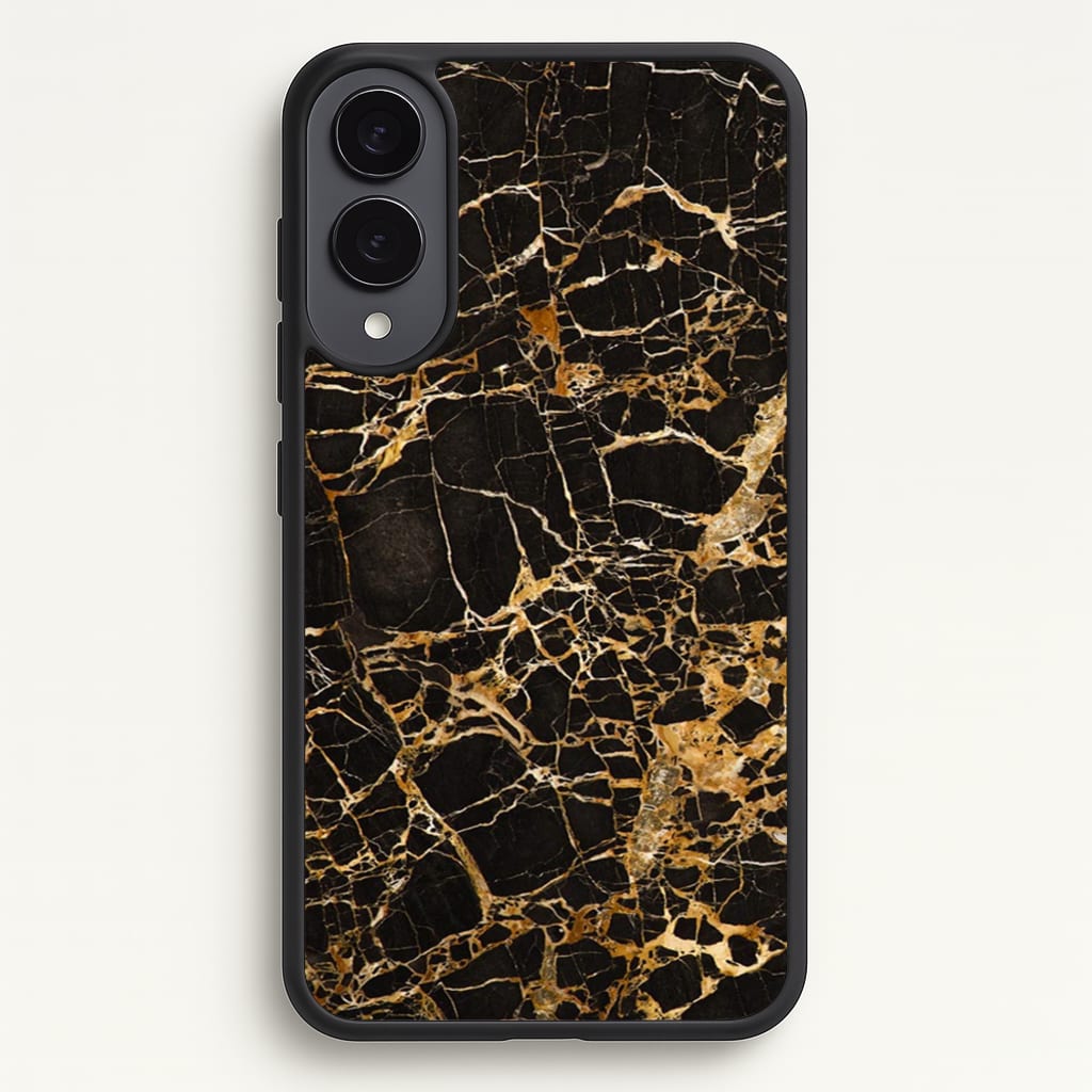 Black & Gold Marble Pattern - marble Phone Case for Galaxy S25 Edge