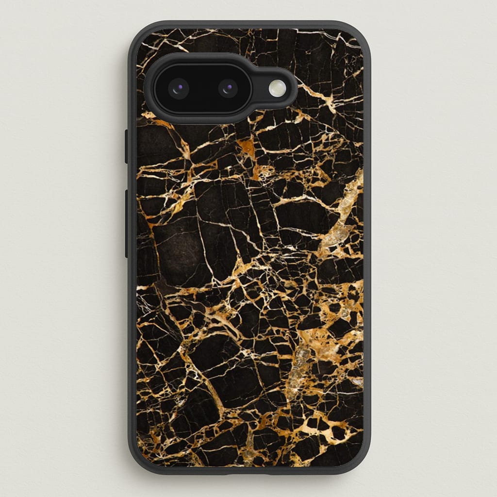 Black & Gold Marble Pattern - marble Phone Case for Google Pixel 9a