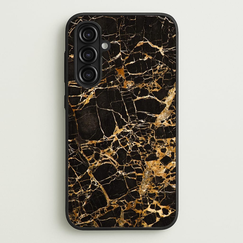 Black & Gold Marble Pattern - marble Phone Case for Galaxy A16