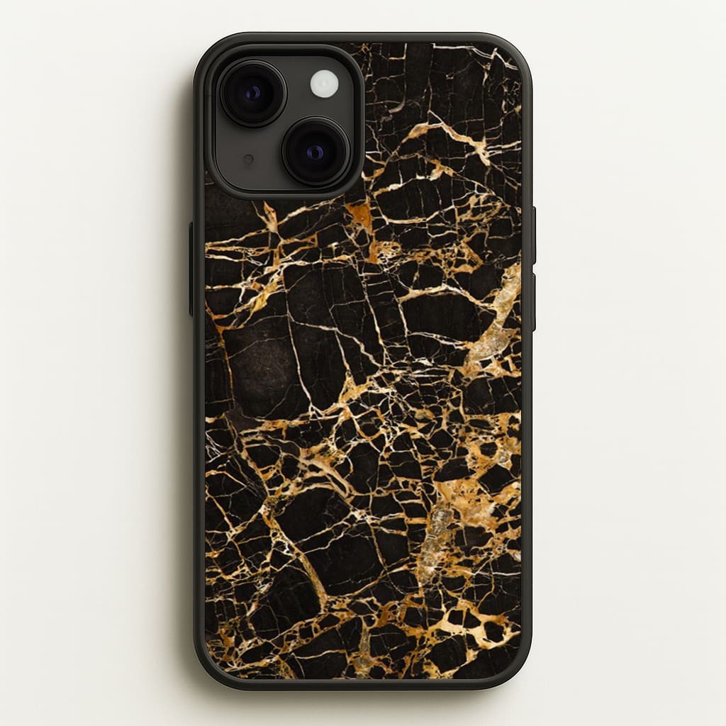 Black & Gold Marble Pattern - marble Phone Case for iPhone 13 Mini