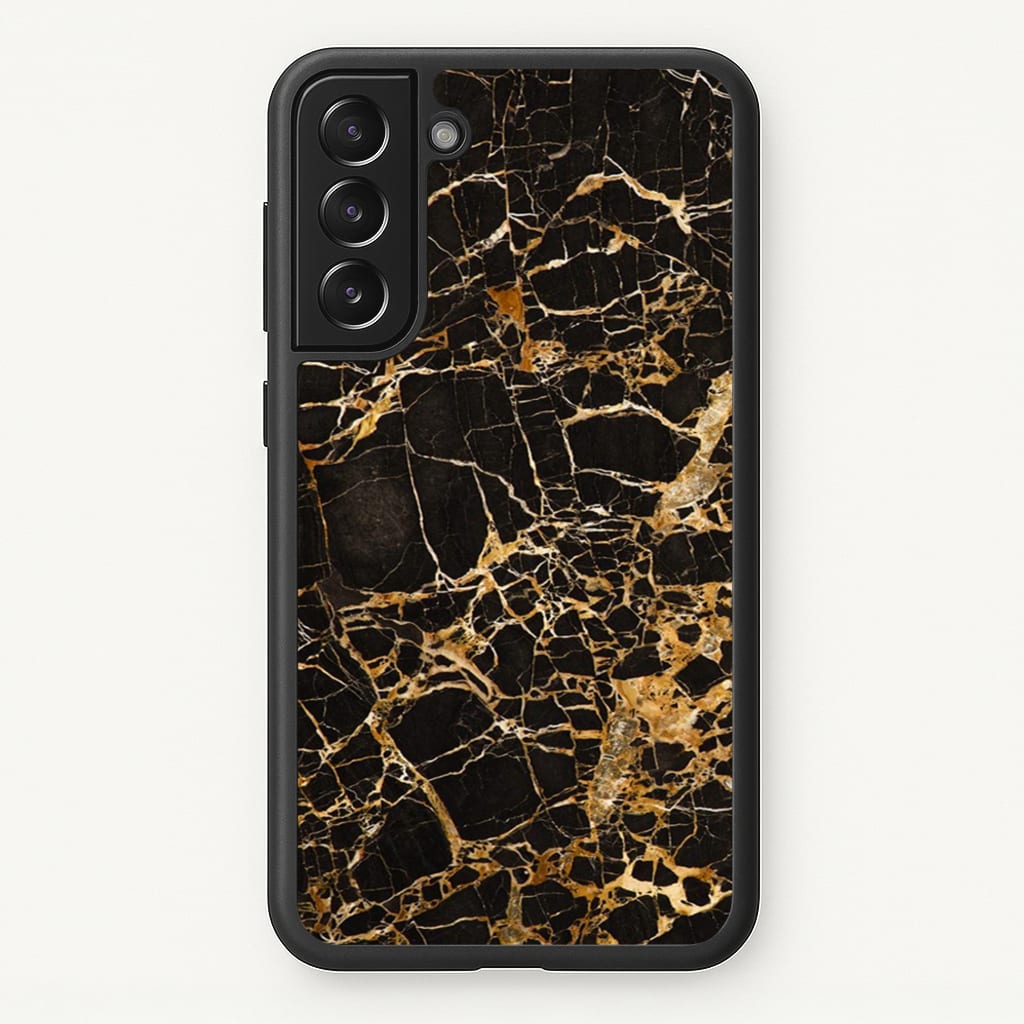 Black & Gold Marble Pattern - marble Phone Case for Galaxy S22
