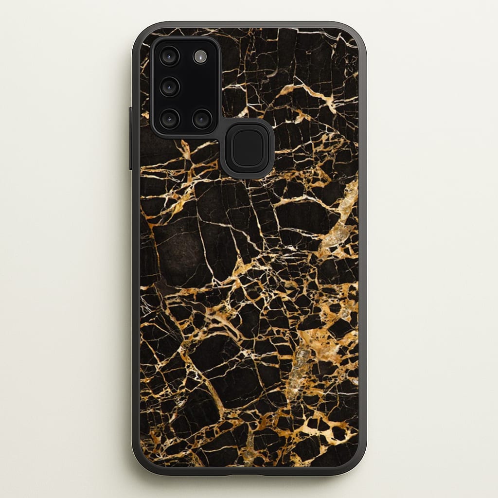 Black & Gold Marble Pattern - marble Phone Case for Galaxy A21s
