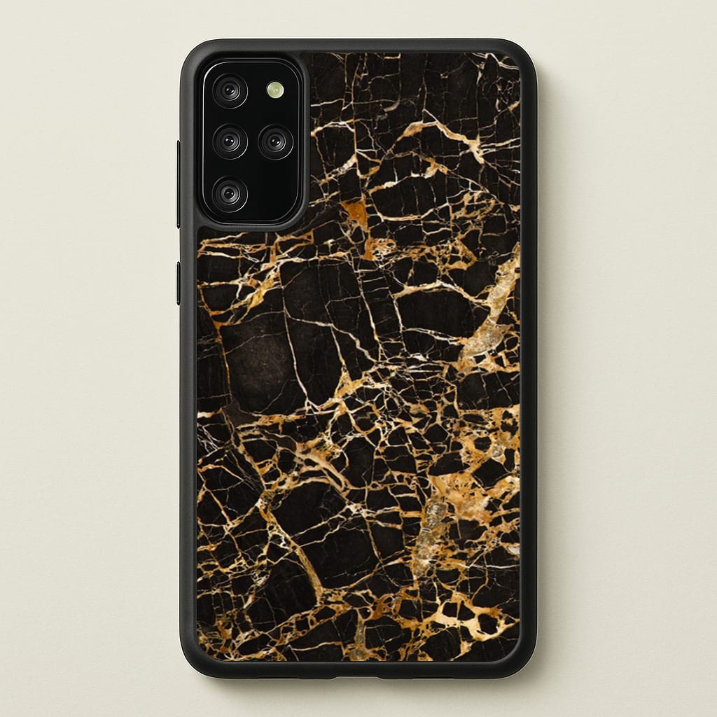 Black & Gold Marble Pattern - marble Phone Case for Galaxy S20 Plus