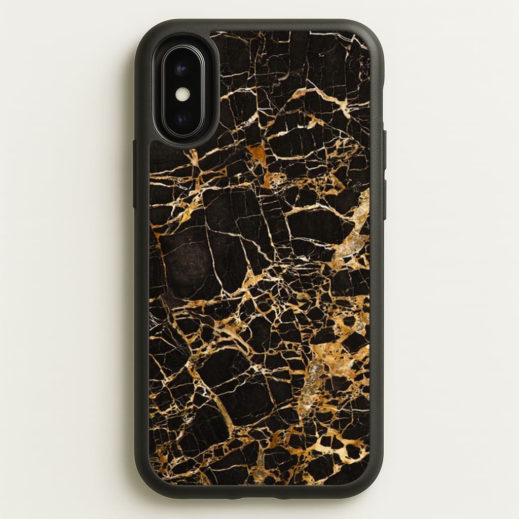 Black & Gold Marble Pattern - marble Phone Case for iPhone X / XS
