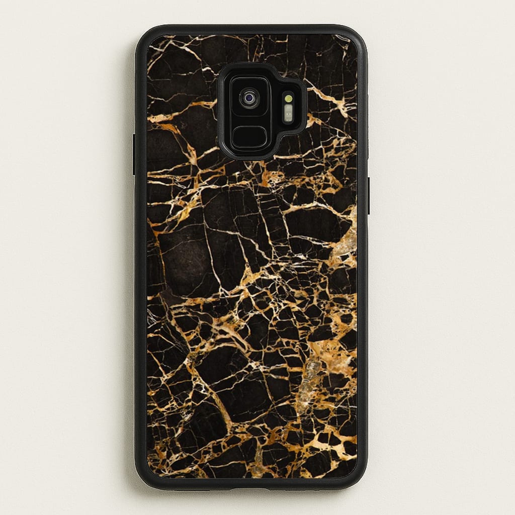 Black & Gold Marble Pattern - marble Phone Case for Galaxy S9