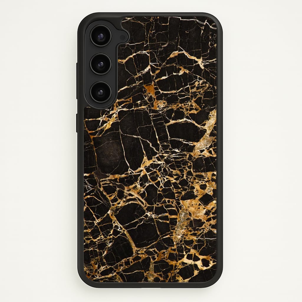 Black & Gold Marble Pattern - marble Phone Case for Galaxy S23 Plus