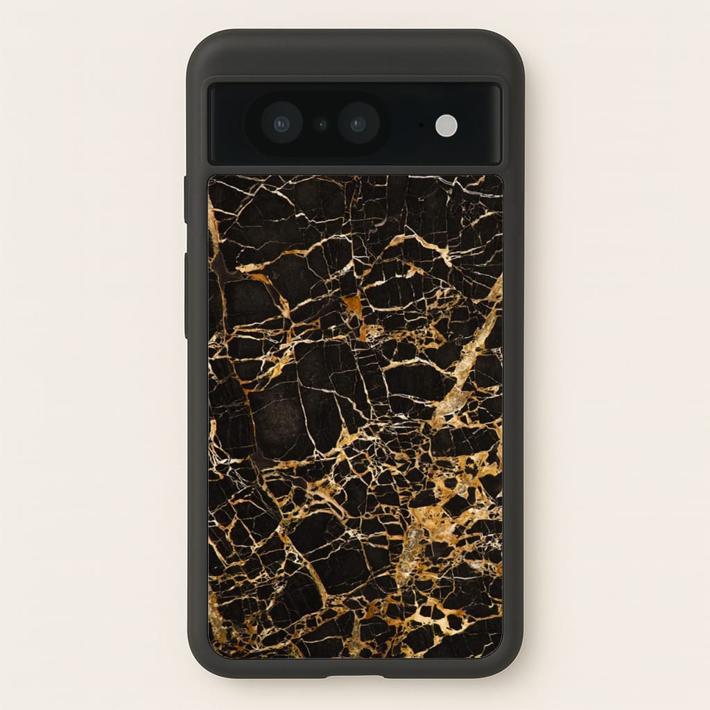 Black & Gold Marble Pattern - marble Phone Case for Google Pixel 8