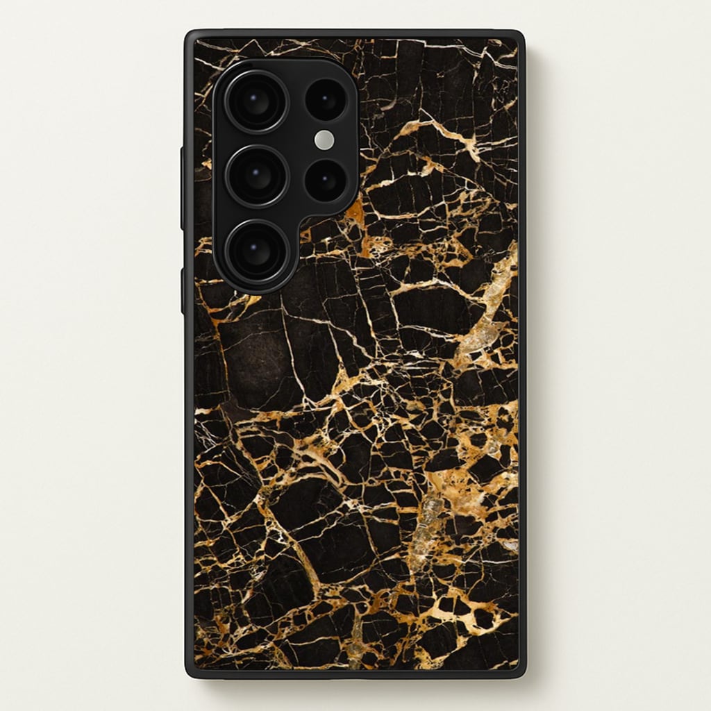Black & Gold Marble Pattern - marble Phone Case for Galaxy S24 Ultra