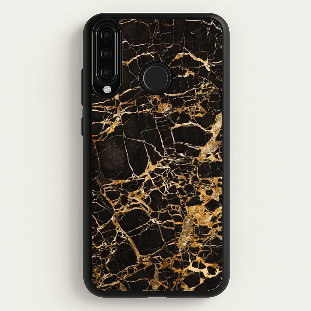 Black & Gold Marble Pattern - marble Phone Case for Huawei P30 Lite
