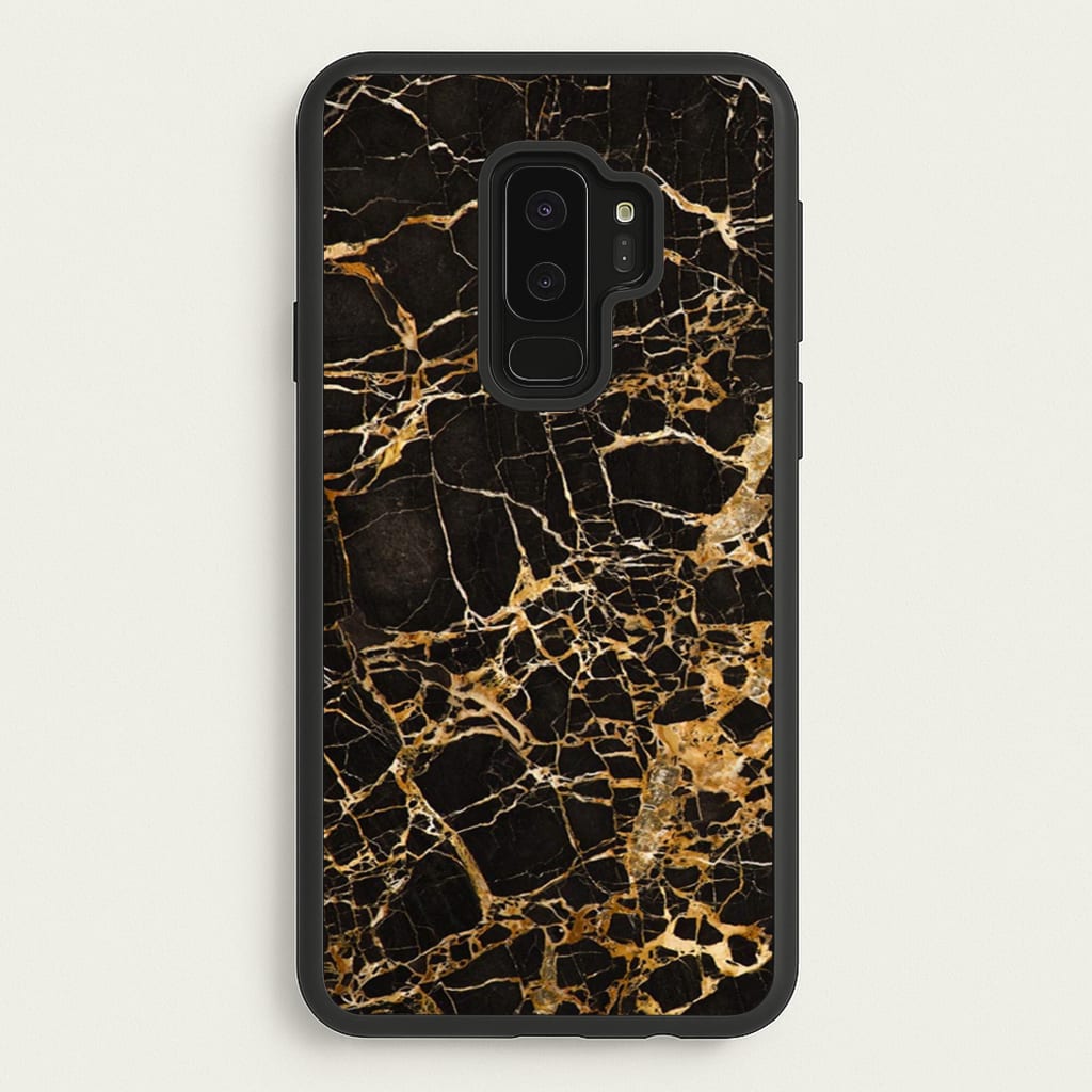 Black & Gold Marble Pattern - marble Phone Case for Galaxy S9 Plus
