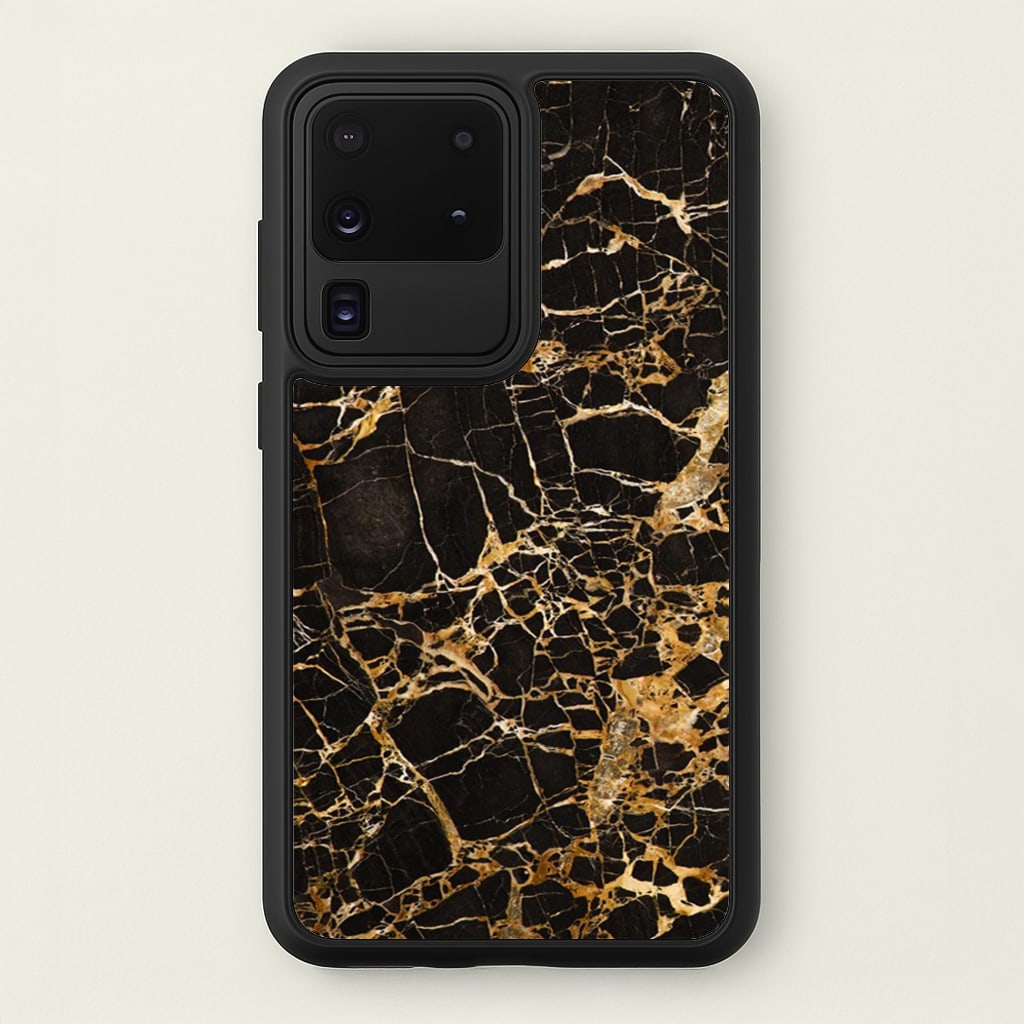 Black & Gold Marble Pattern - marble Phone Case for Galaxy S20 Ultra