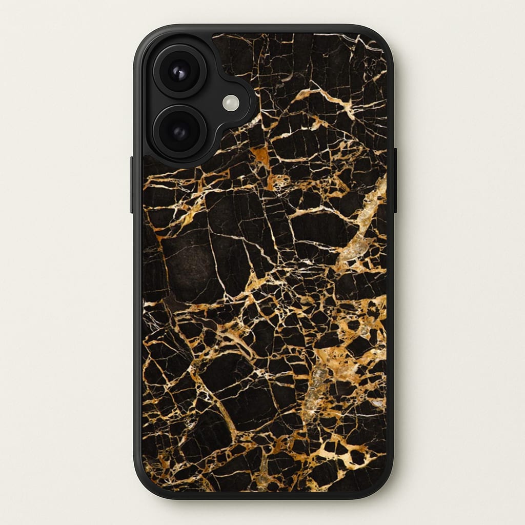 Black & Gold Marble Pattern Phone Case for iPhone 17