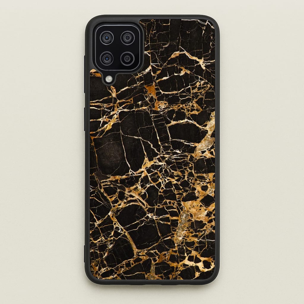 Black & Gold Marble Pattern - marble Phone Case for Galaxy A12