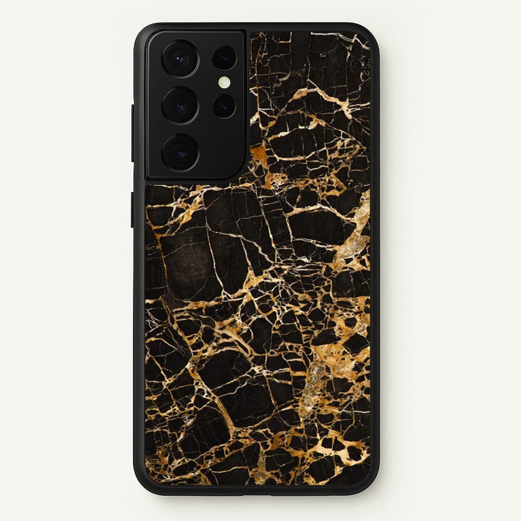 Black & Gold Marble Pattern - marble Phone Case for Galaxy S21 Ultra