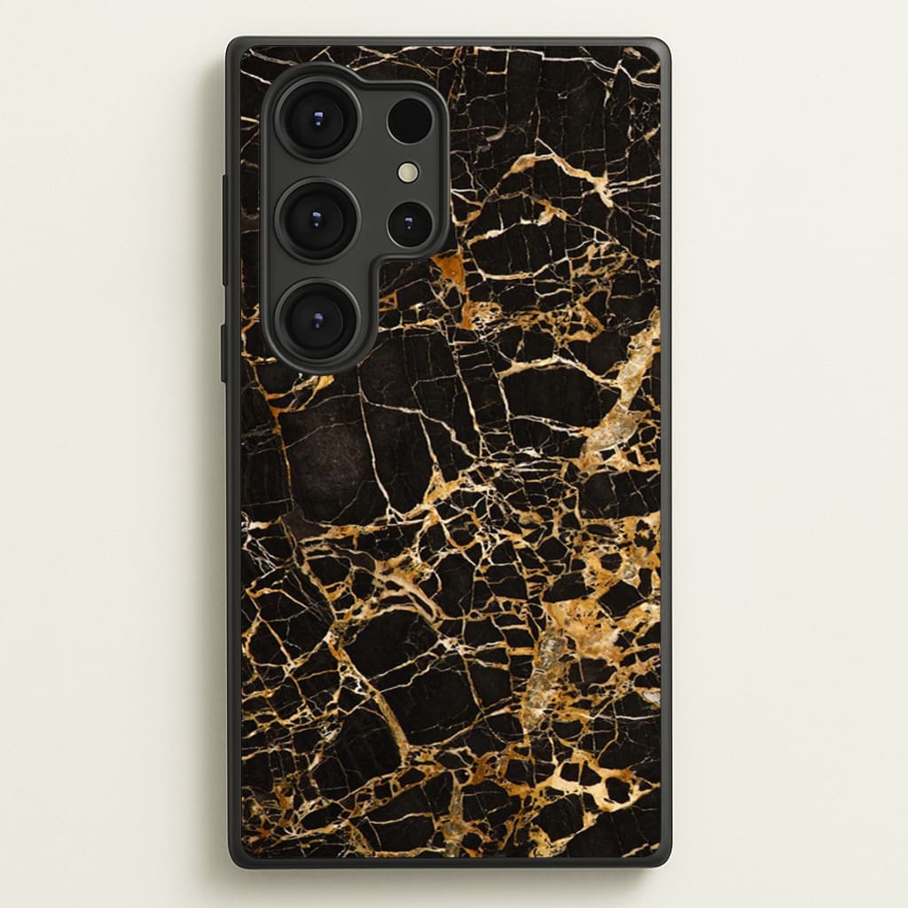 Black & Gold Marble Pattern - marble Phone Case for Galaxy S25 Ultra