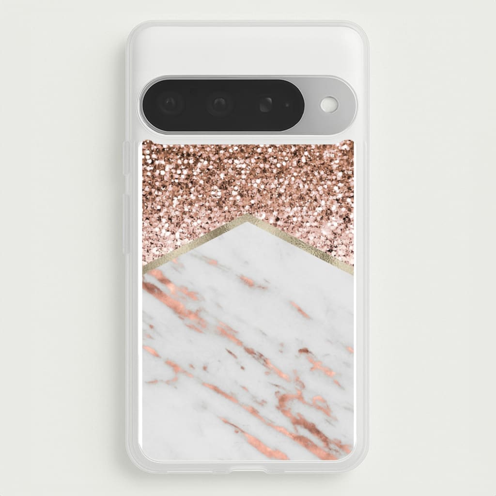 Rose Gold Marble & Glitter Phone Case for Google Pixel 10 Pro XL