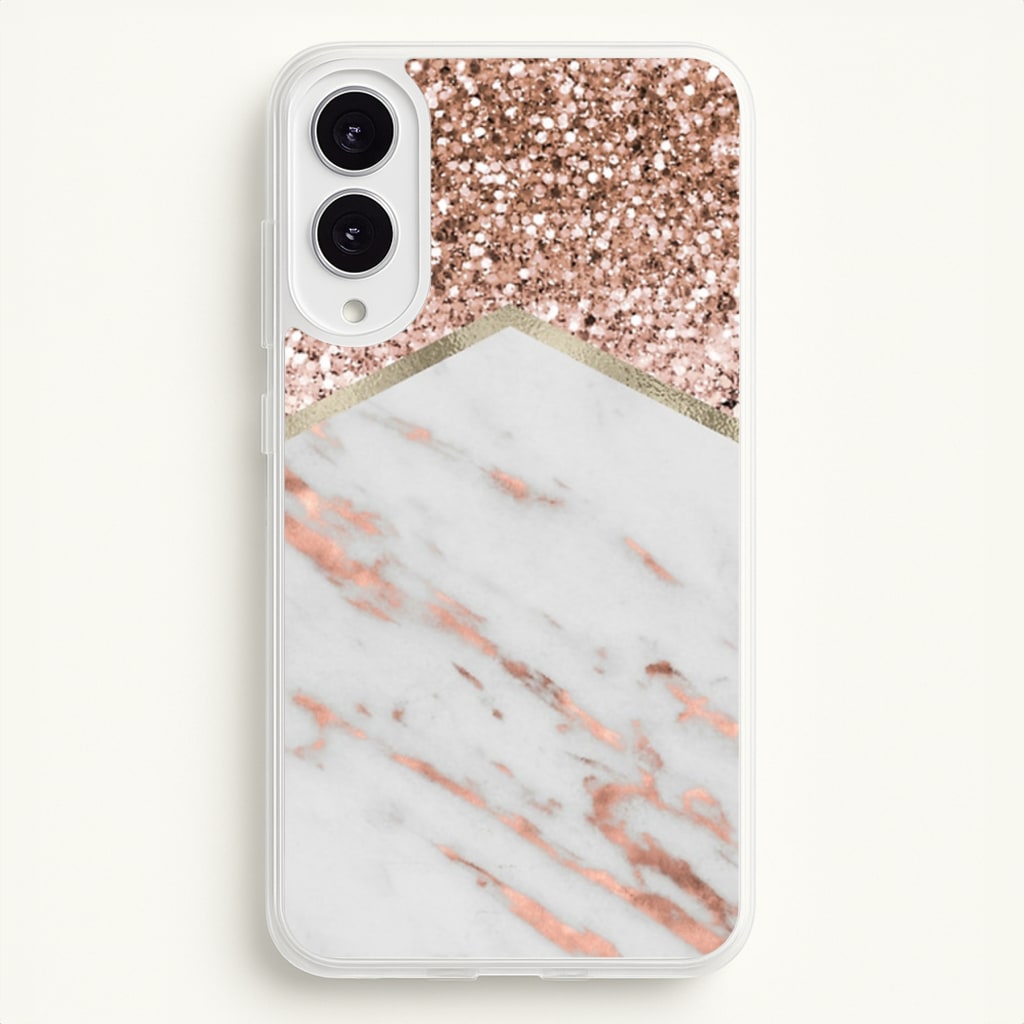 Rose Gold Marble & Glitter - marble Phone Case for Galaxy S25 Edge