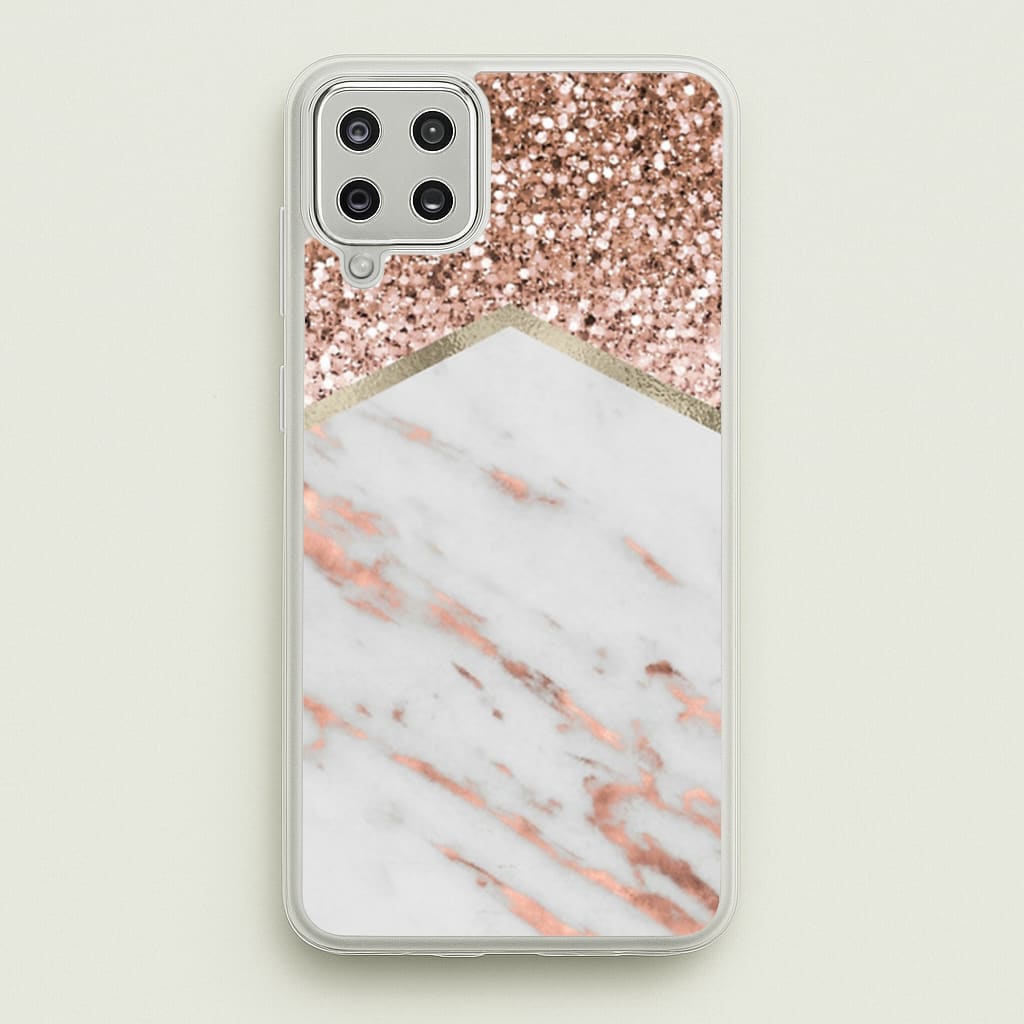 Rose Gold Marble & Glitter - marble Phone Case for Galaxy A12