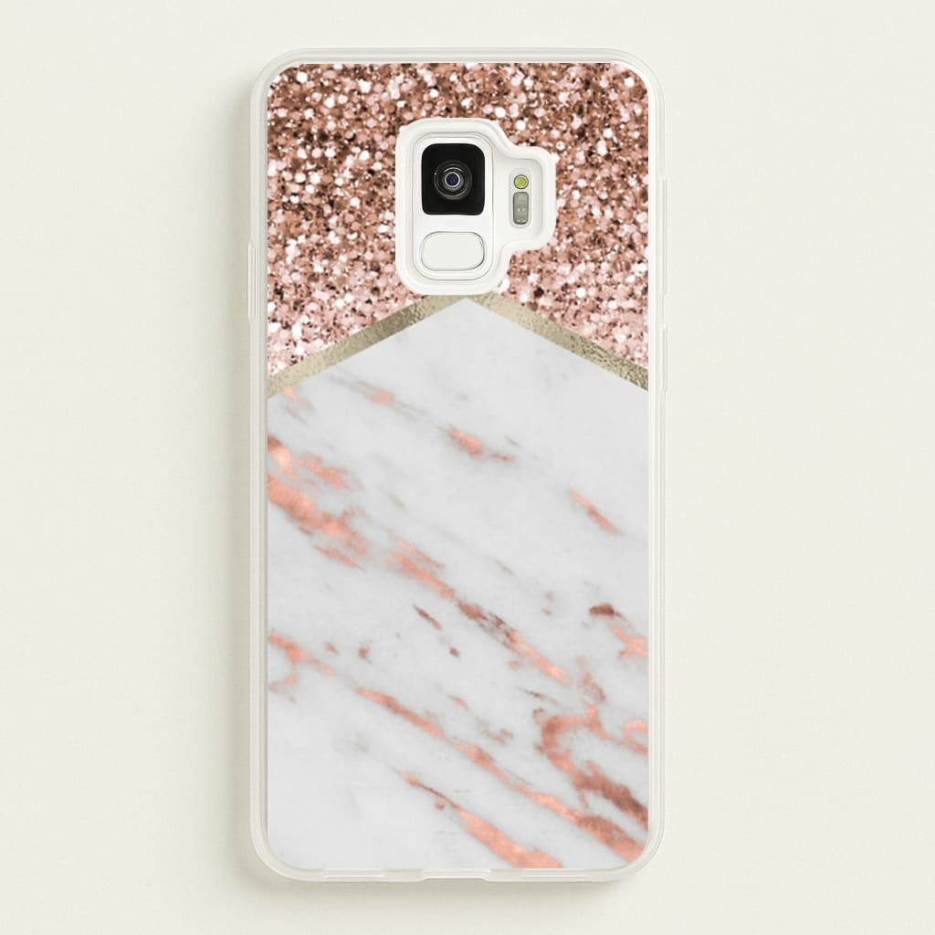 Rose Gold Marble & Glitter - marble Phone Case for Galaxy S9