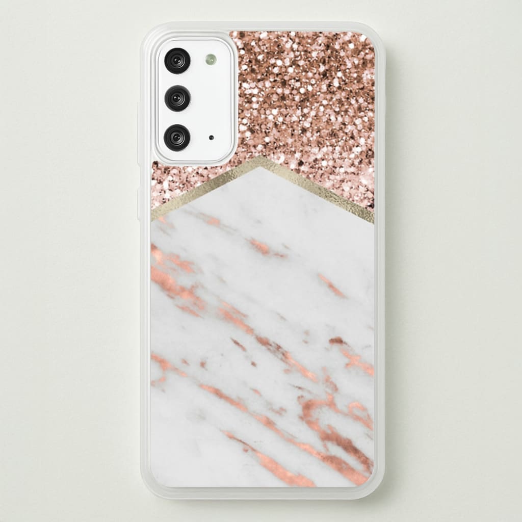 Rose Gold Marble & Glitter - marble Phone Case for Galaxy Note 20