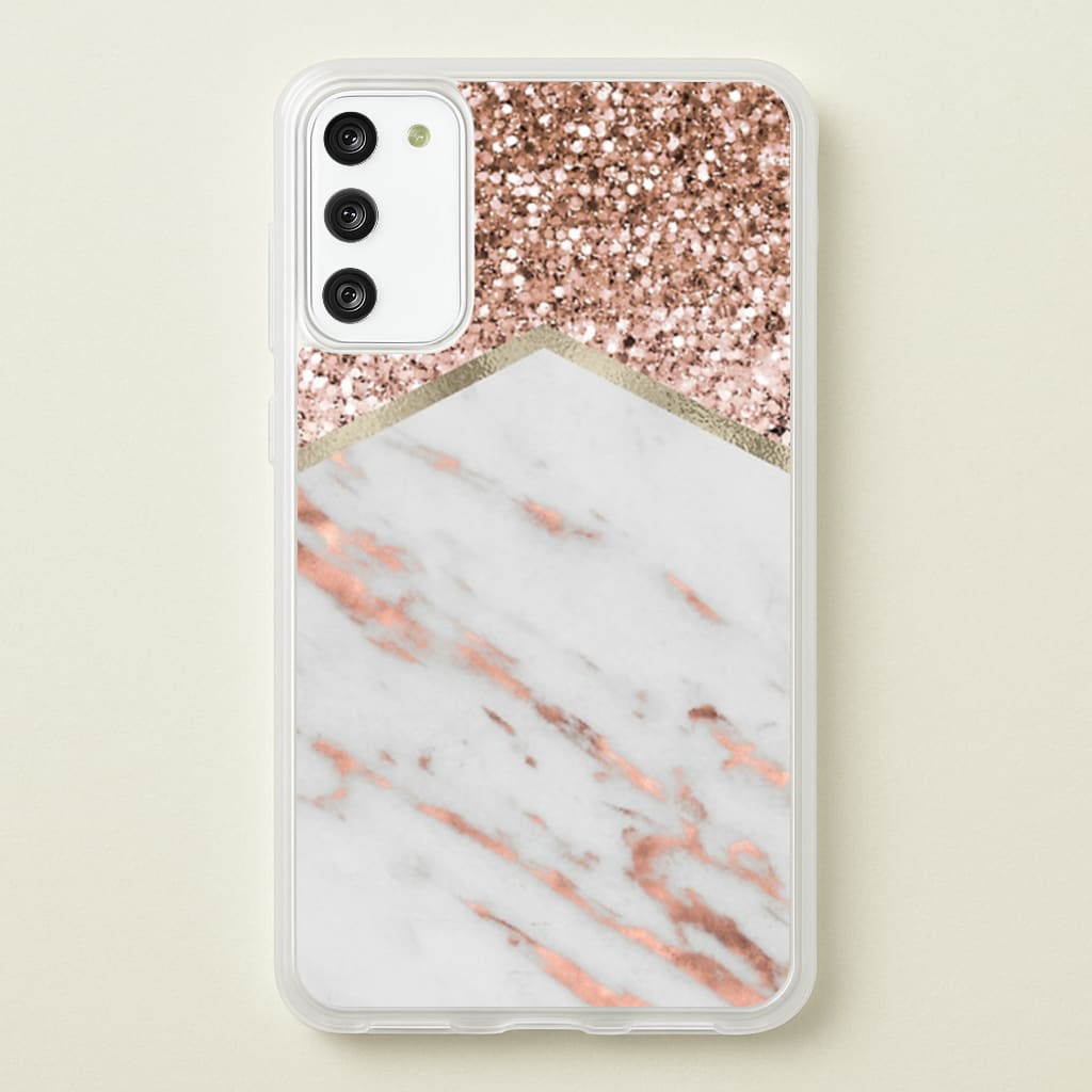 Rose Gold Marble & Glitter - marble Phone Case for Galaxy S20
