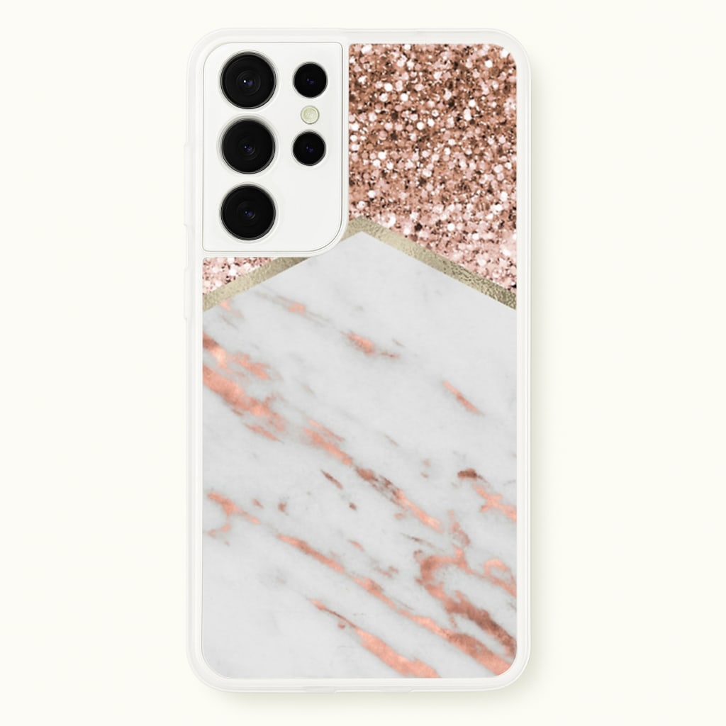 Rose Gold Marble & Glitter - marble Phone Case for Galaxy S21 Ultra