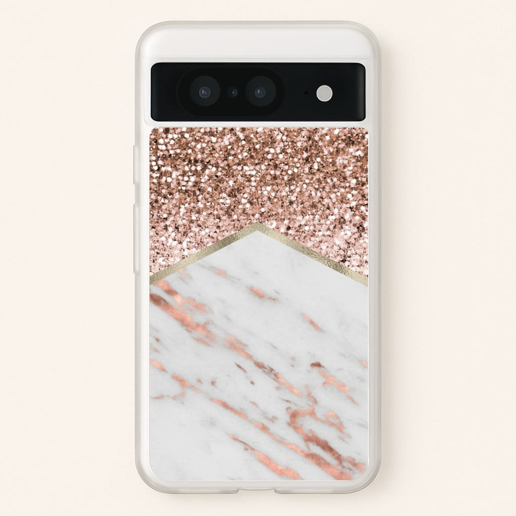 Rose Gold Marble & Glitter - marble Phone Case for Google Pixel 8