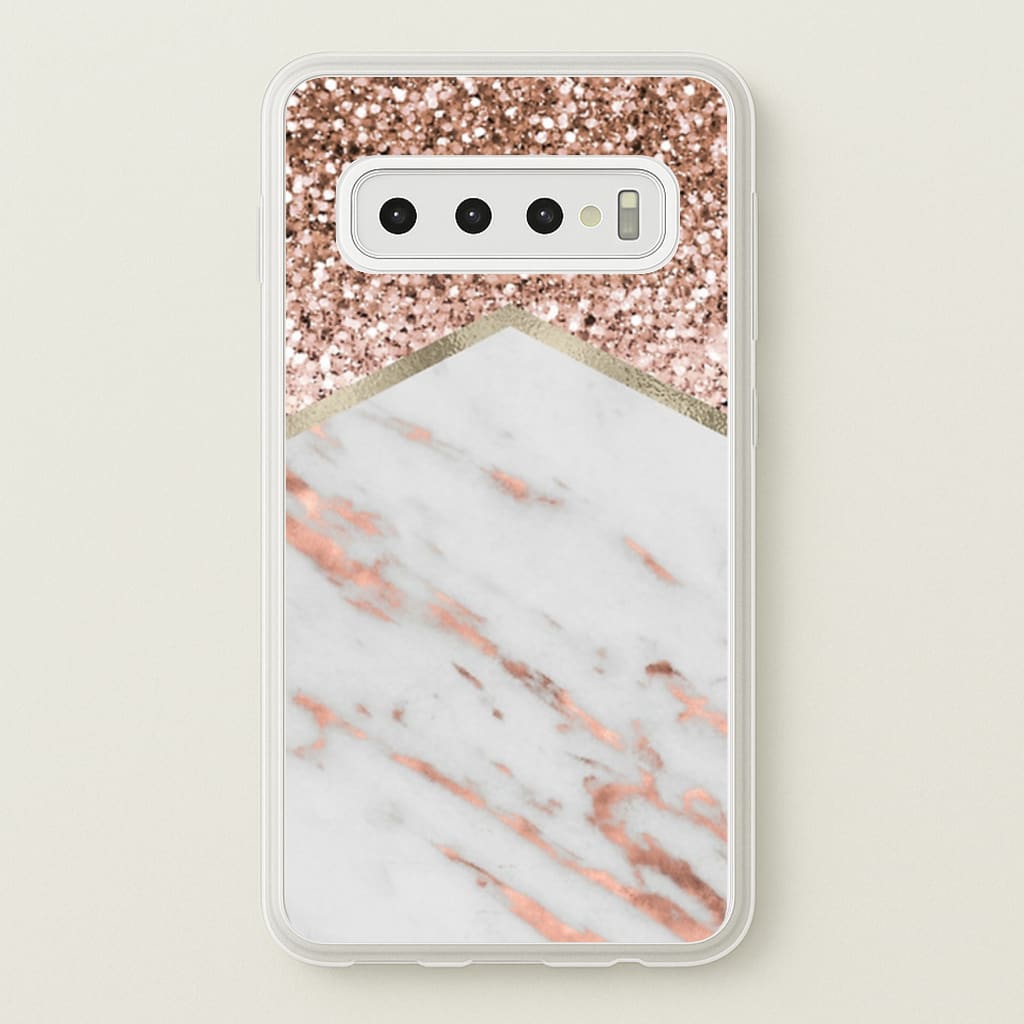 Rose Gold Marble & Glitter - marble Phone Case for Galaxy S10 Plus