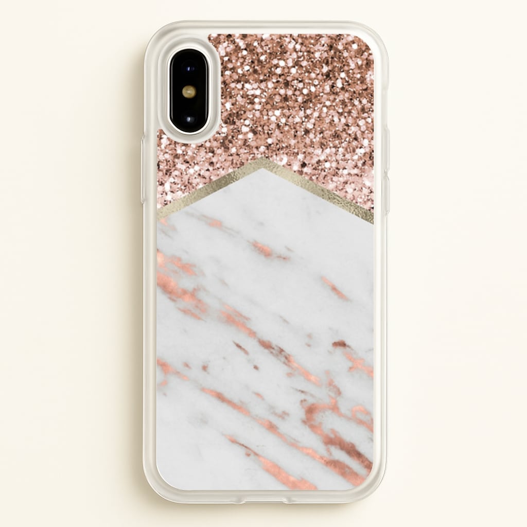 Rose Gold Marble & Glitter - marble Phone Case for iPhone X / XS