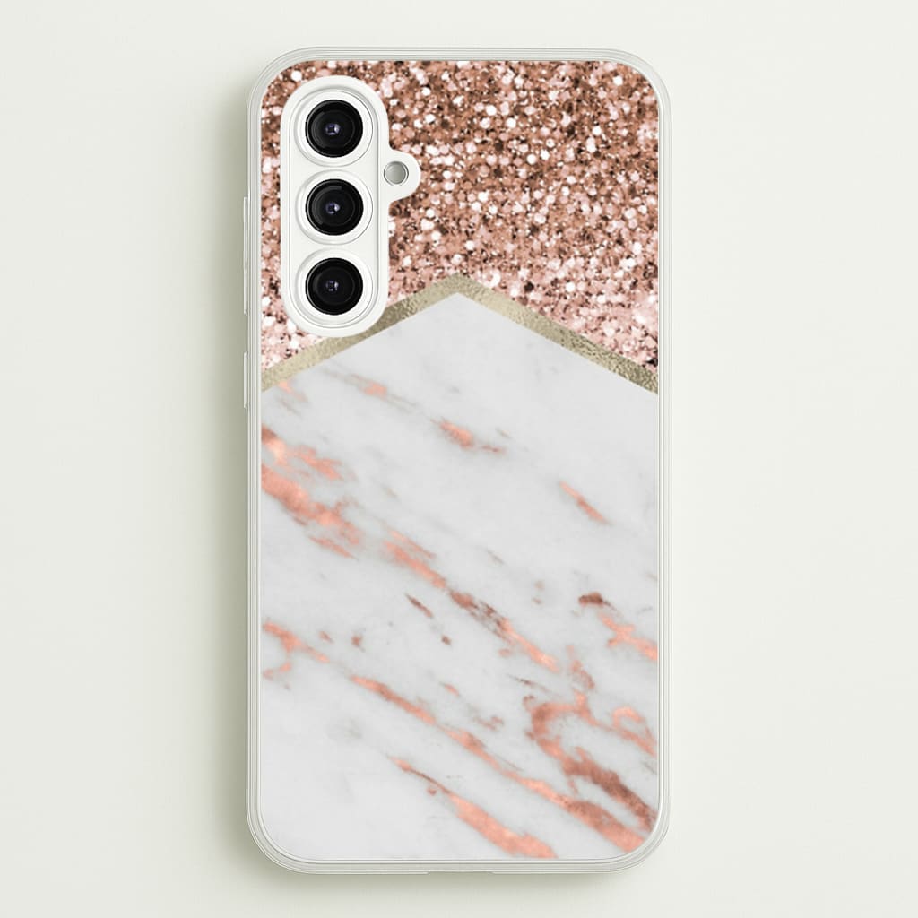 Rose Gold Marble & Glitter - marble Phone Case for Galaxy A16