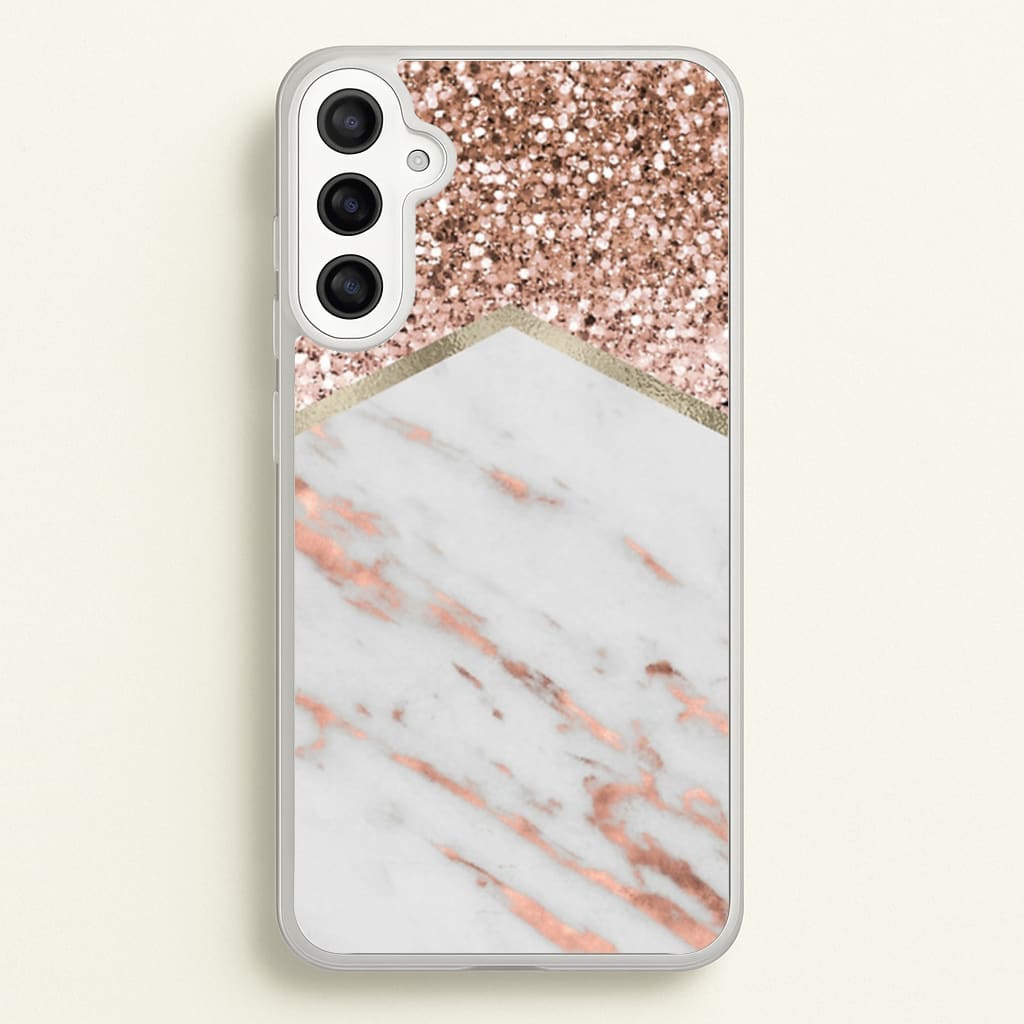 Rose Gold Marble & Glitter - marble Phone Case for Galaxy A34