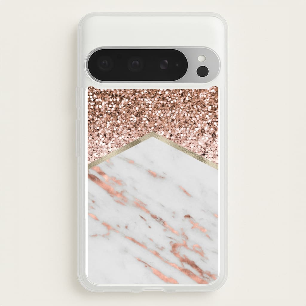 Rose Gold Marble & Glitter - marble Phone Case for Google Pixel 9 Pro XL